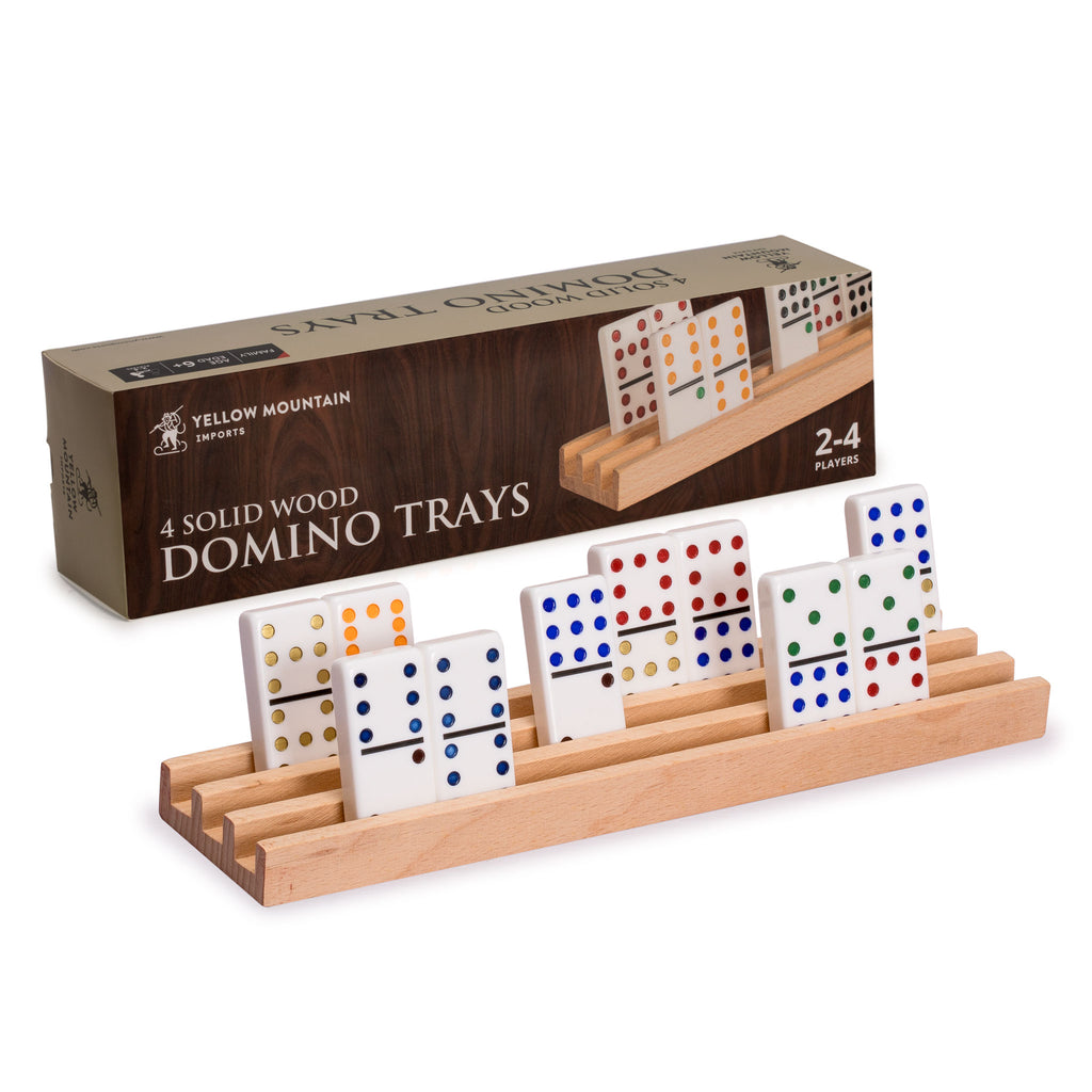 Premium Beechwood Domino Racks/Trays - Set of 4-Yellow Mountain Imports-Yellow Mountain Imports