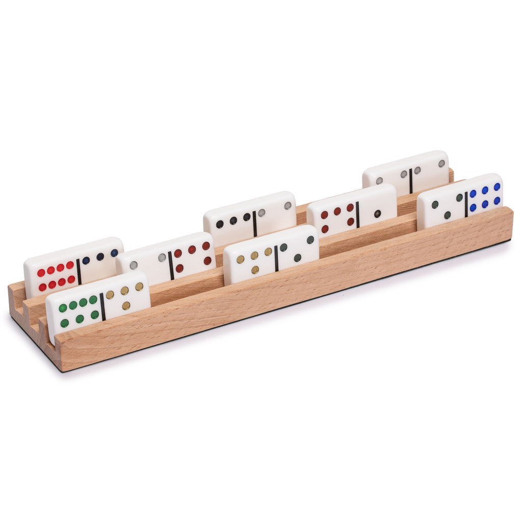 Premium Beechwood Domino Racks/Trays with Felt-Bottom (10") - Set of 4-Yellow Mountain Imports-Yellow Mountain Imports