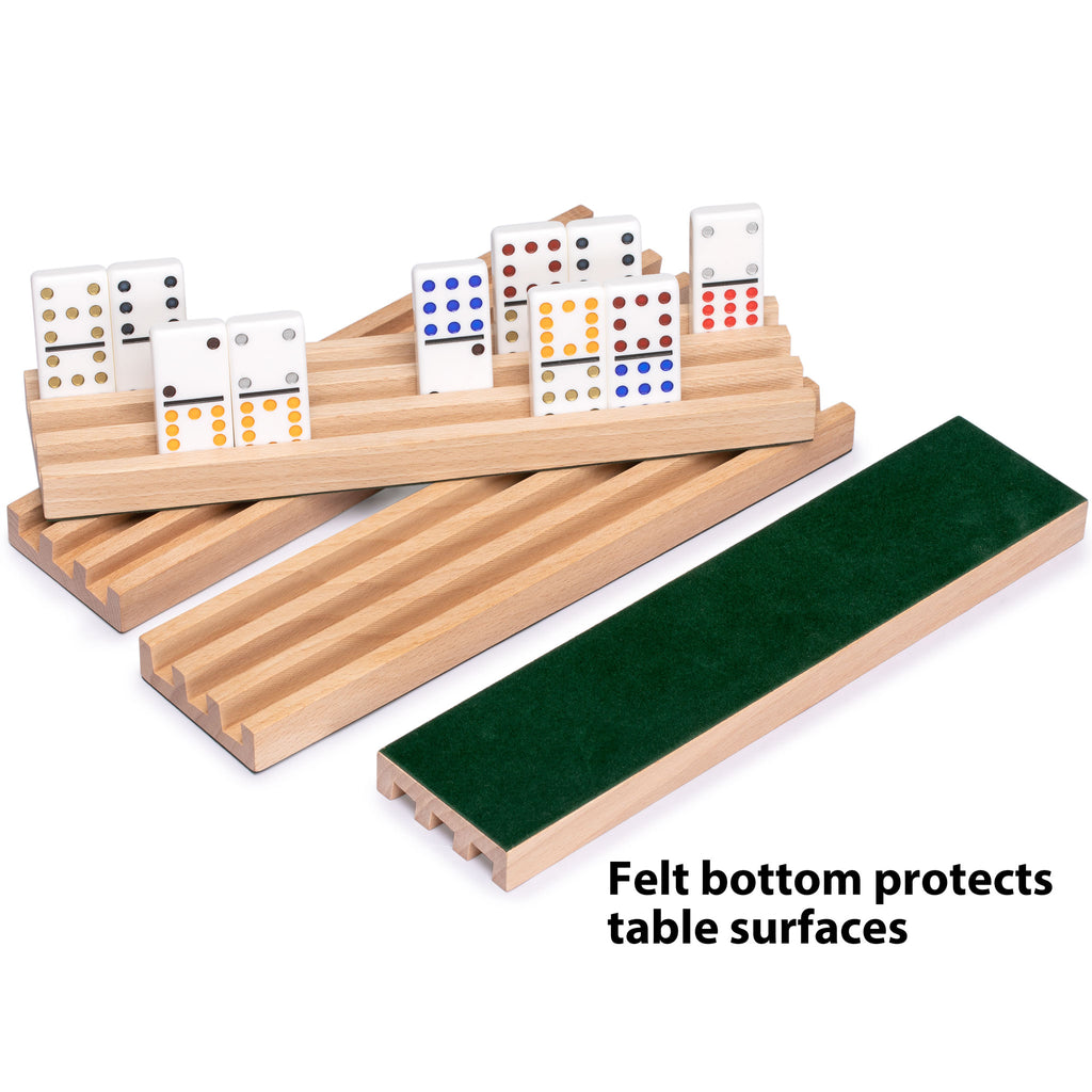 Premium Beechwood Domino Racks/Trays with Felt-Bottom (10") - Set of 4-Yellow Mountain Imports-Yellow Mountain Imports