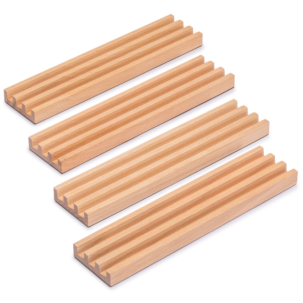 Premium Beechwood Domino Racks/Trays with Felt-Bottom (10") - Set of 4-Yellow Mountain Imports-Yellow Mountain Imports