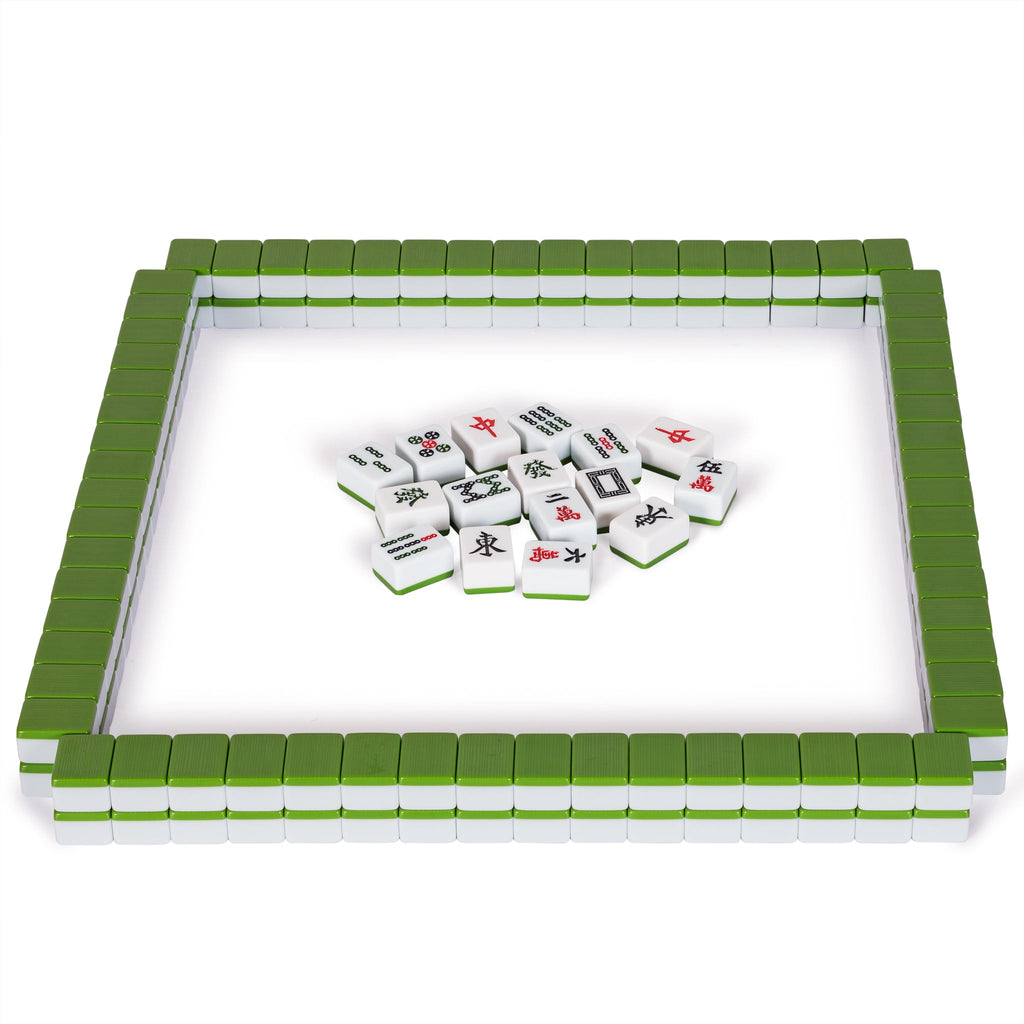 Professional Chinese Mahjong Game Set, "Double Happiness" (Green) - 146 Medium Size Tiles-Yellow Mountain Imports-Yellow Mountain Imports