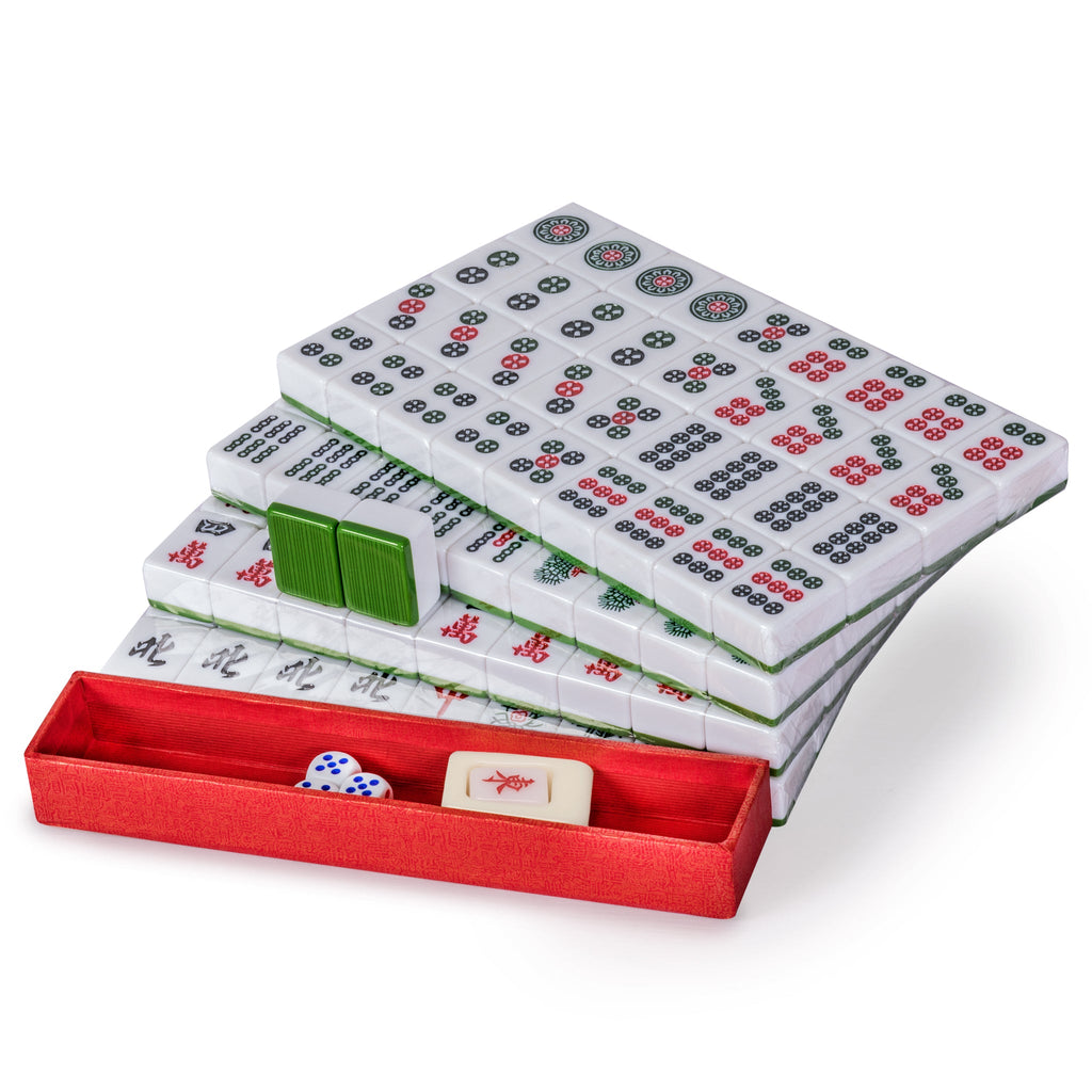 Professional Chinese Mahjong Game Set, "Double Happiness" (Green) - 146 Medium Size Tiles-Yellow Mountain Imports-Yellow Mountain Imports