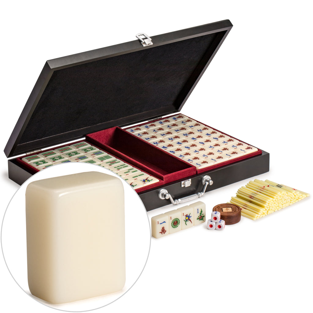 Professional Chinese Mahjong Game Set, "Pro Set" - with 148 Medium Size Tiles and Wooden Case-Yellow Mountain Imports-Yellow Mountain Imports