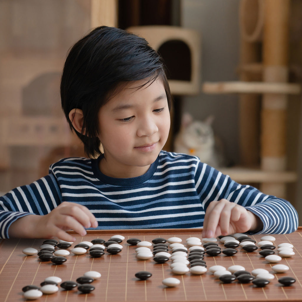 Rosewood 1" Folding Go Game Set Board with Double Convex Melamine Stones-Yellow Mountain Imports-Yellow Mountain Imports