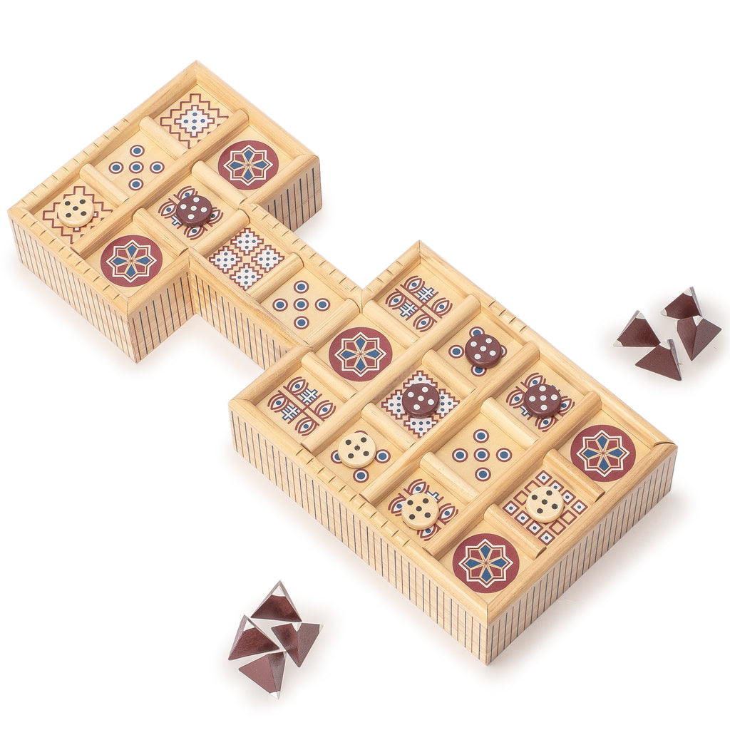 Royal Game of Ur - 2-Player Wooden Board Game with Dice, Tiles, and Pyramids - Ancient Mesopotamian Strategy Game-Yellow Mountain Imports-Yellow Mountain Imports