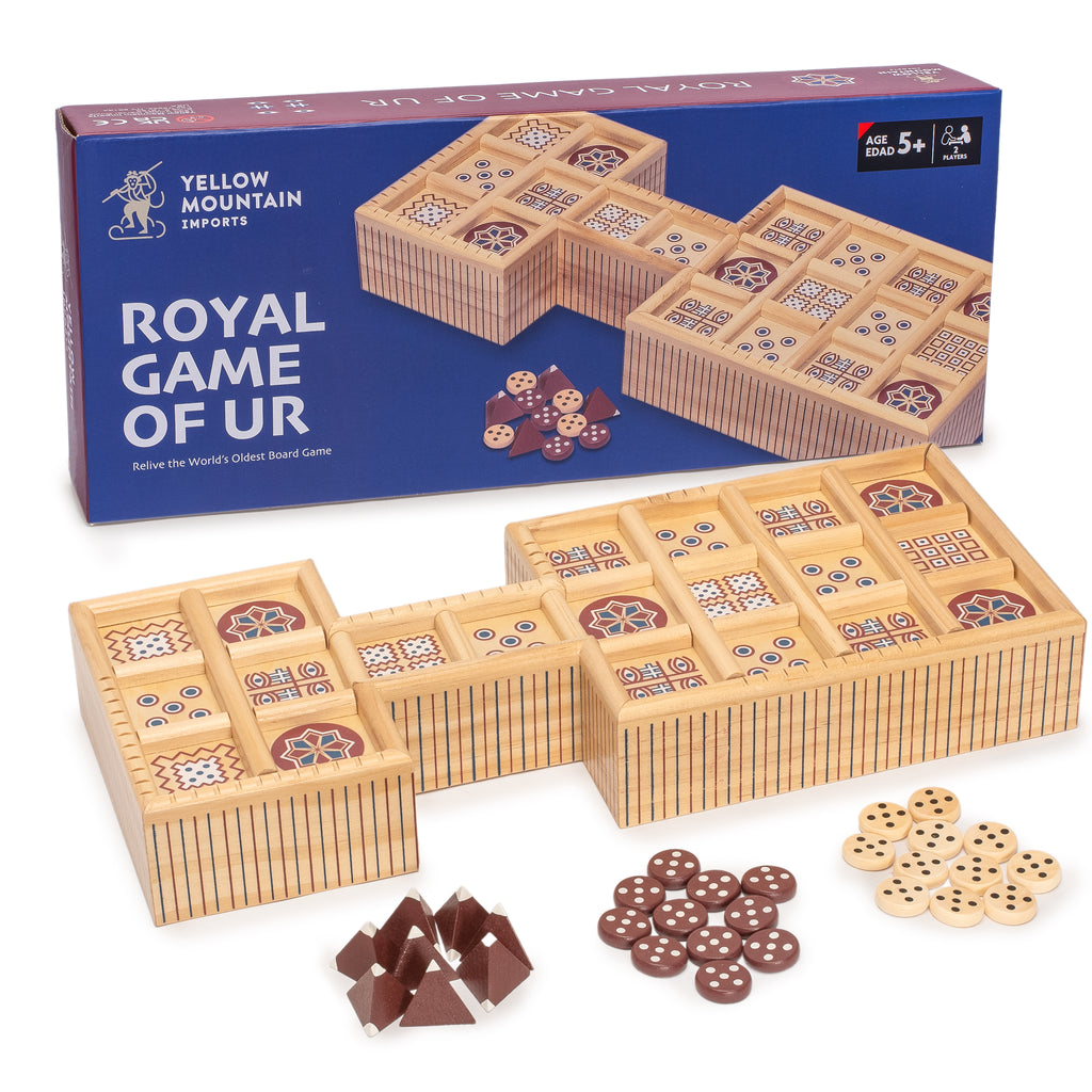 Royal Game of Ur - 2-Player Wooden Board Game with Dice, Tiles, and Pyramids - Ancient Mesopotamian Strategy Game-Yellow Mountain Imports-Yellow Mountain Imports