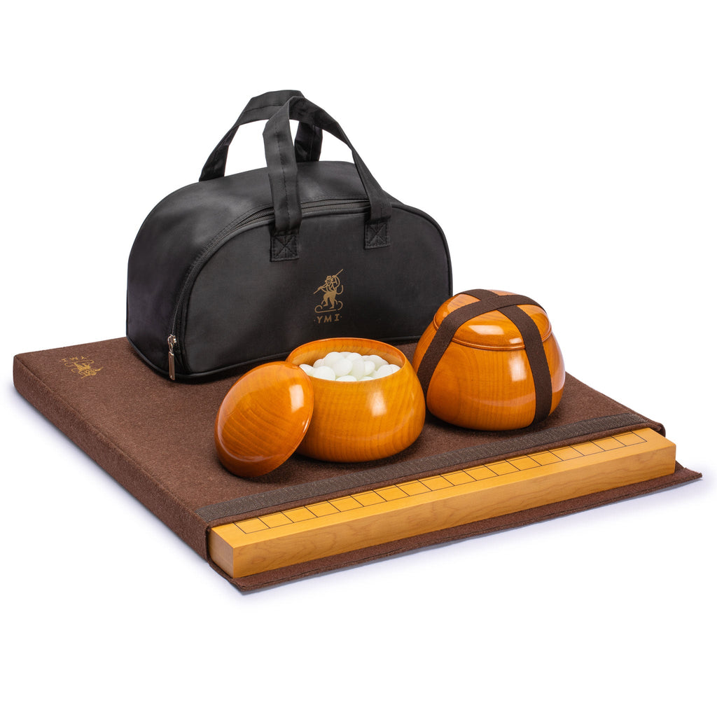 Shin Kaya 1.2" Go Board w/ Double Convex Yunzi Stones and Bowls Set-Yellow Mountain Imports-Yellow Mountain Imports