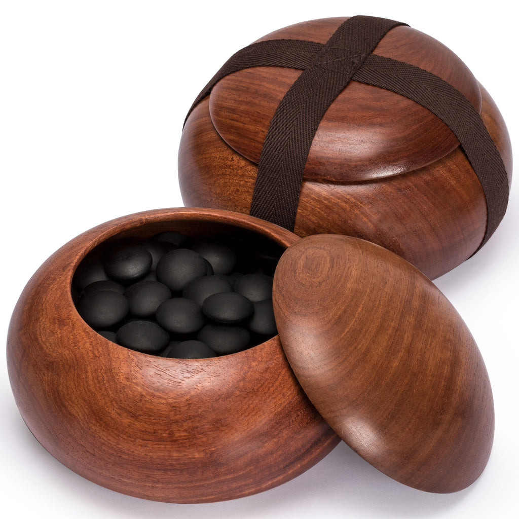 Shin Kaya 1.2" Go Board w/ Double Convex Yunzi Stones and Burma Padauk Wood Bowls Set-Yellow Mountain Imports-Yellow Mountain Imports