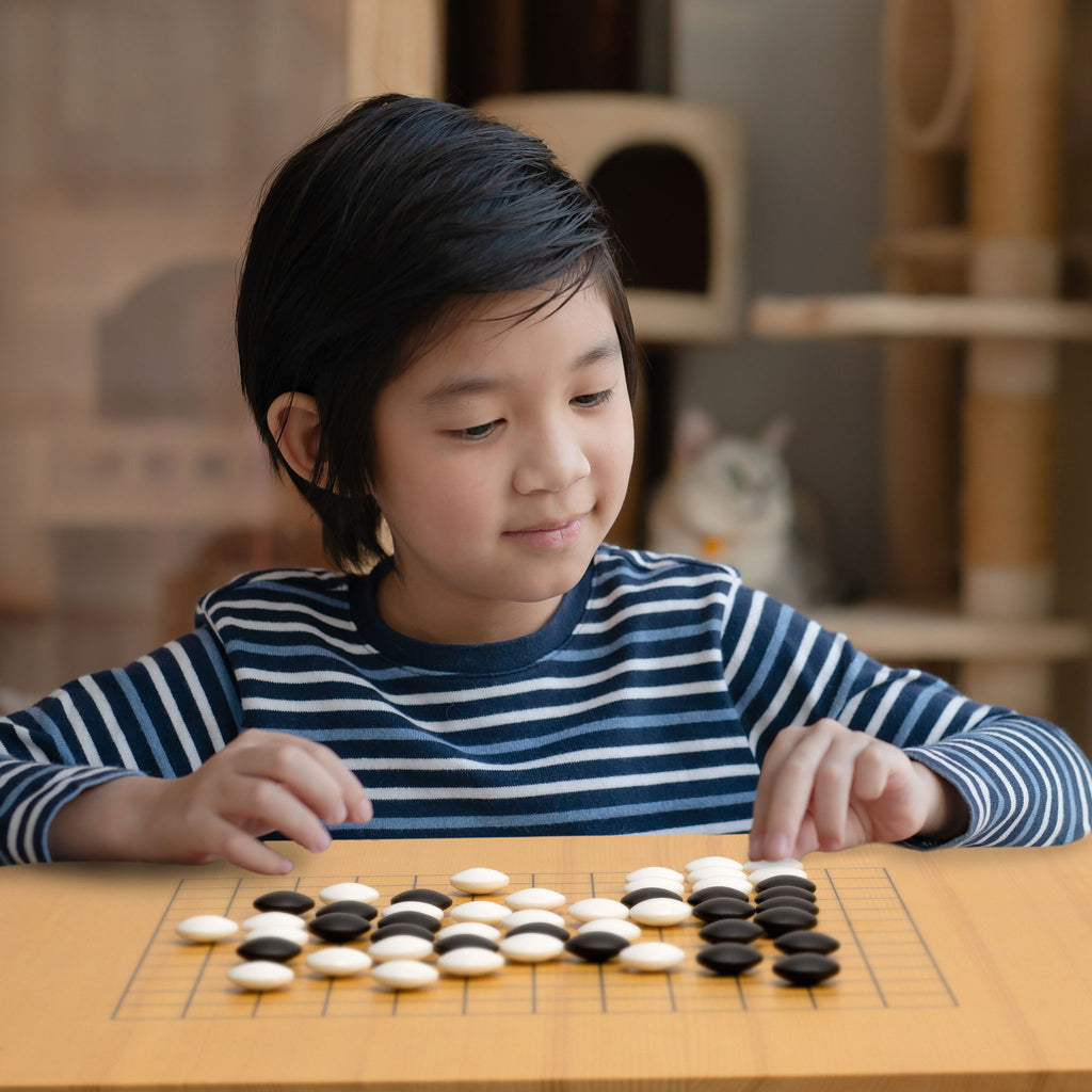 Shin Kaya 1.2-Inch Reversible Go Game Set Board with Double Convex Korean Hardened Glass Paduk Go Stones and Jujube Bowls-Yellow Mountain Imports-Yellow Mountain Imports