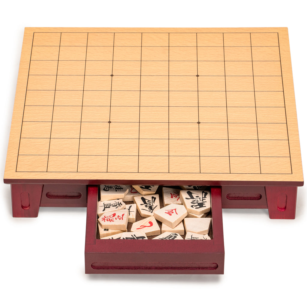 Shogi Japanese Chess Game Set - Wooden Table Board with Drawers and Traditional Koma Playing Pieces-Yellow Mountain Imports-Yellow Mountain Imports