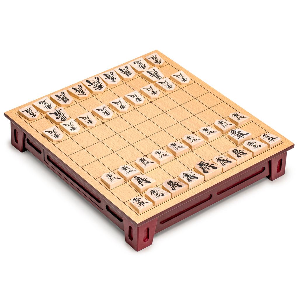 Shogi Japanese Chess Game Set - Wooden Table Board with Drawers