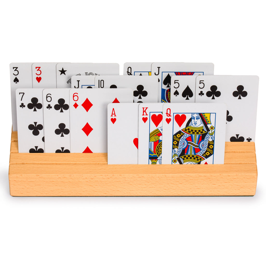 Solid Beechwood Playing Card Holders - Set of 2-Yellow Mountain Imports-Yellow Mountain Imports