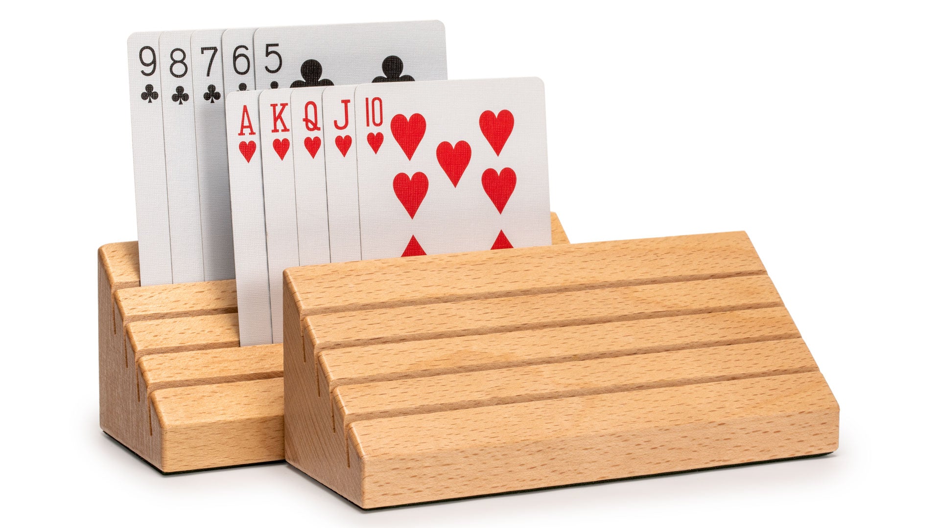 Standard-Size Solid Beechwood Playing Card Holders - Set of 2