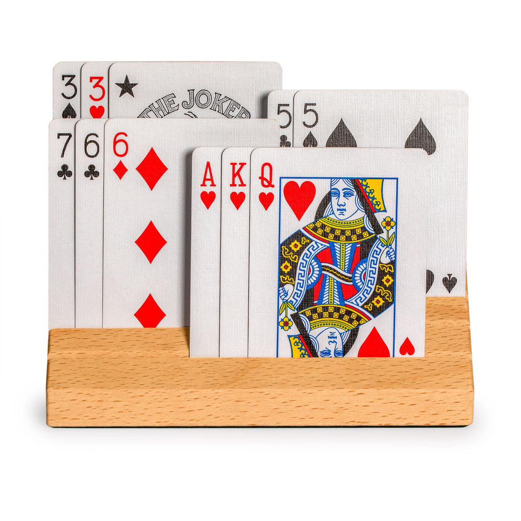 Standard-Size Solid Beechwood Playing Card Holders - Set of 2-Yellow Mountain Imports-Yellow Mountain Imports