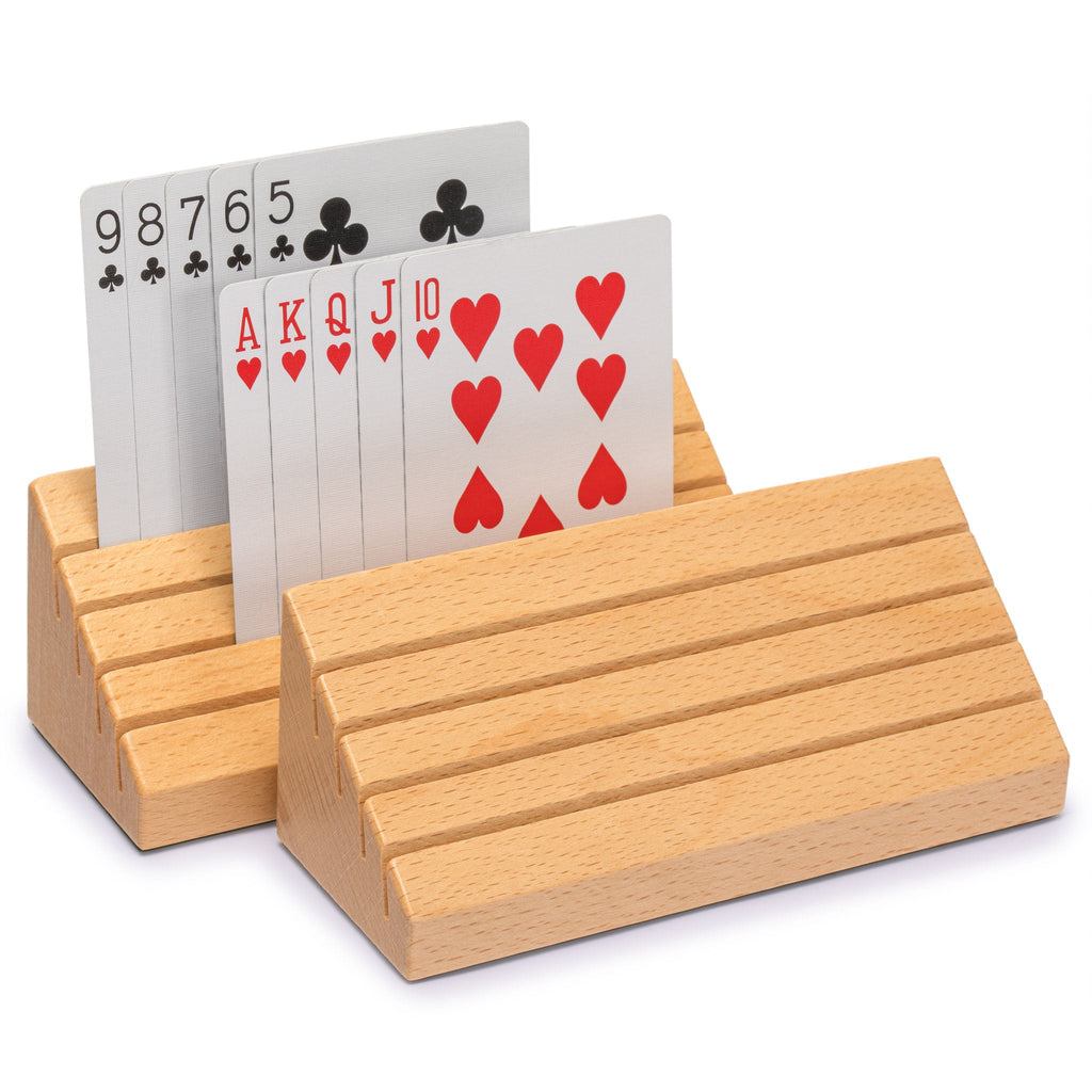 Standard-Size Solid Beechwood Playing Card Holders - Set of 2-Yellow Mountain Imports-Yellow Mountain Imports
