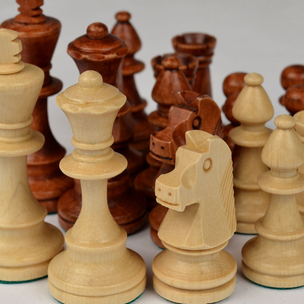 Staunton No. 4 Tournament Chess Pieces with Wooden Box, 3.1" Kings-Husaria-Yellow Mountain Imports