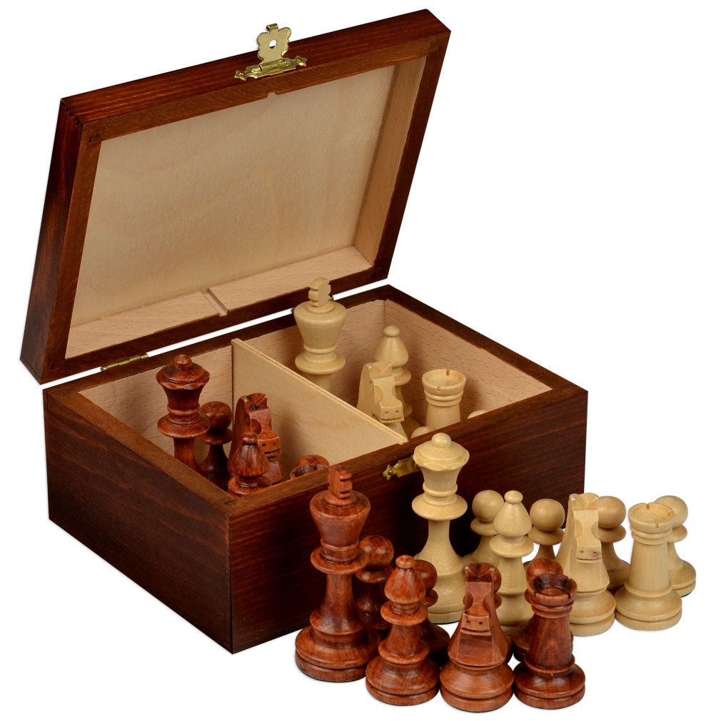 Staunton No. 4 Tournament Chess Pieces with Wooden Box, 3.1" Kings-Husaria-Yellow Mountain Imports