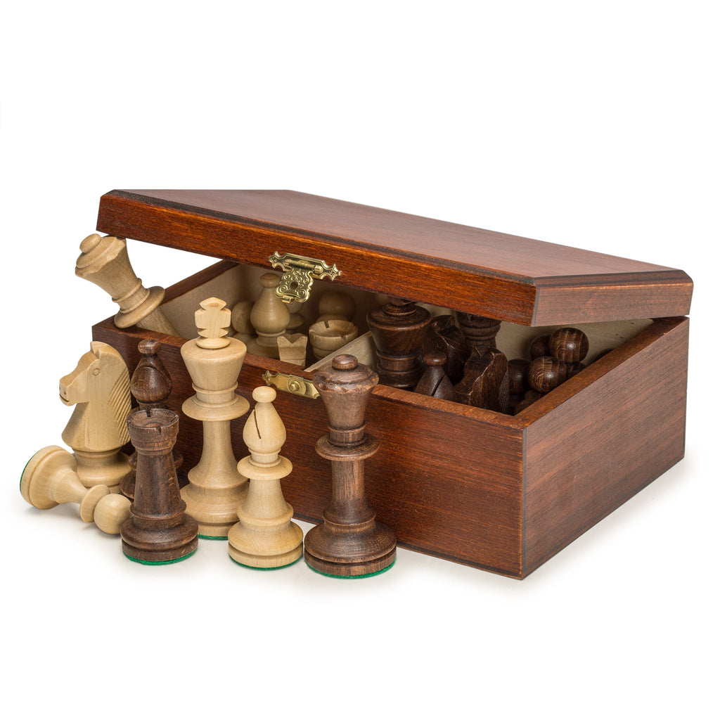 Staunton No. 5 Tournament Chess Pieces in Wooden Box - 3.5" King-Wegiel-Yellow Mountain Imports
