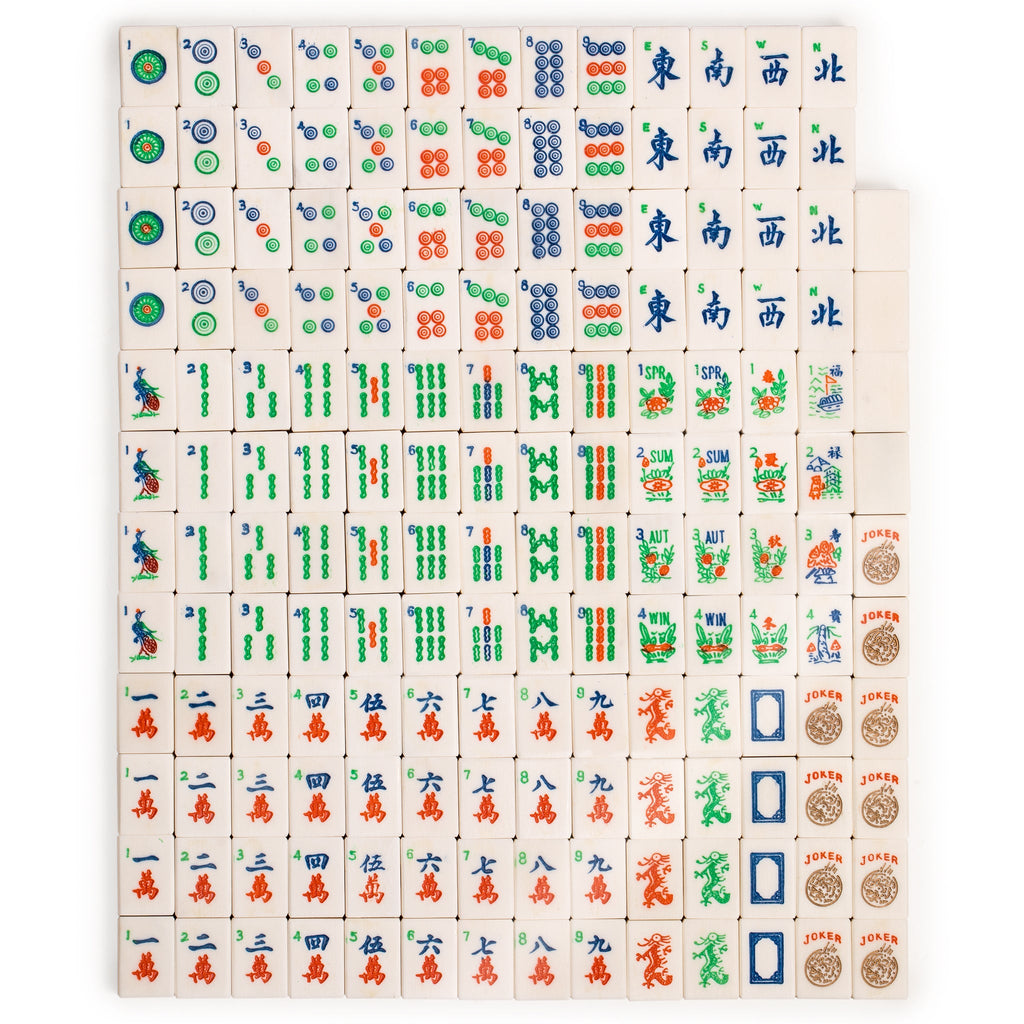 Traditional American Mahjong Set, "Bats" - Bone & Bamboo Tiles, Rosewood Case, Racks, Betting Sticks, Dice, & Wind Tiles-Yellow Mountain Imports-Yellow Mountain Imports