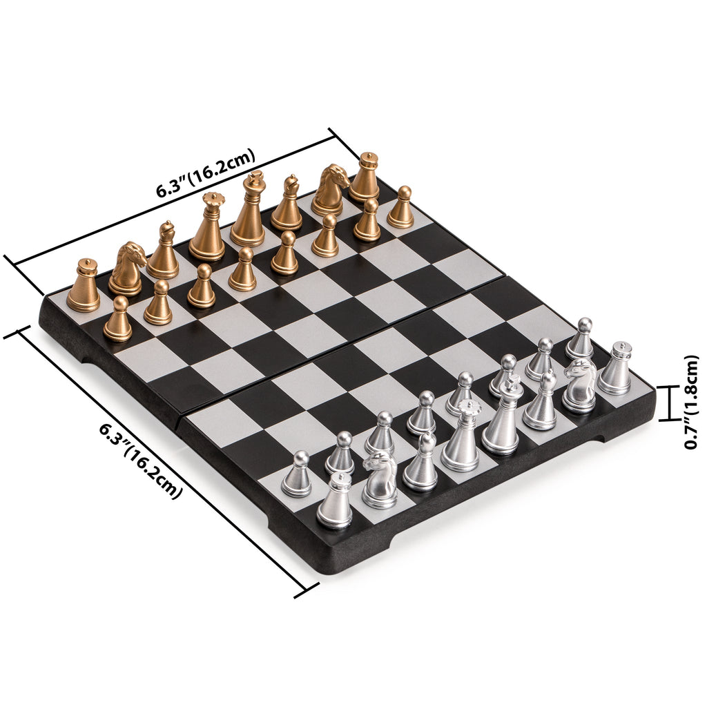 Travel Magnetic Chess Mini-Set (6.3 Inches) - Compact Folding Board Game-Yellow Mountain Imports-Yellow Mountain Imports