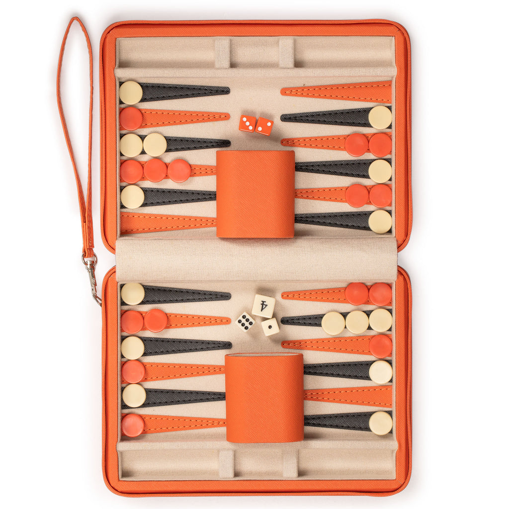 Travel Magnetic Leatherette Backgammon Mini Game Set, "Alanya" - 9"-Yellow Mountain Imports-Yellow Mountain Imports