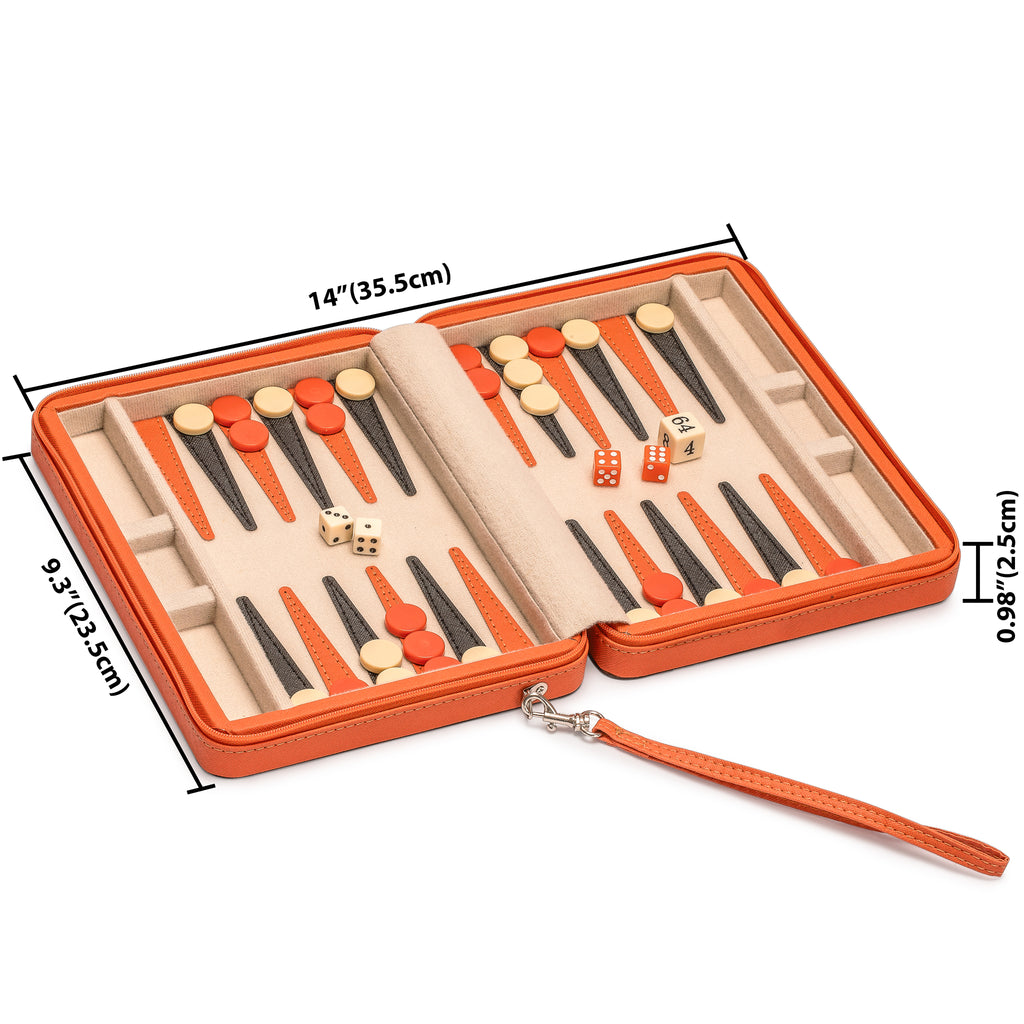 Travel Magnetic Leatherette Backgammon Mini Game Set, "Alanya" - 9"-Yellow Mountain Imports-Yellow Mountain Imports