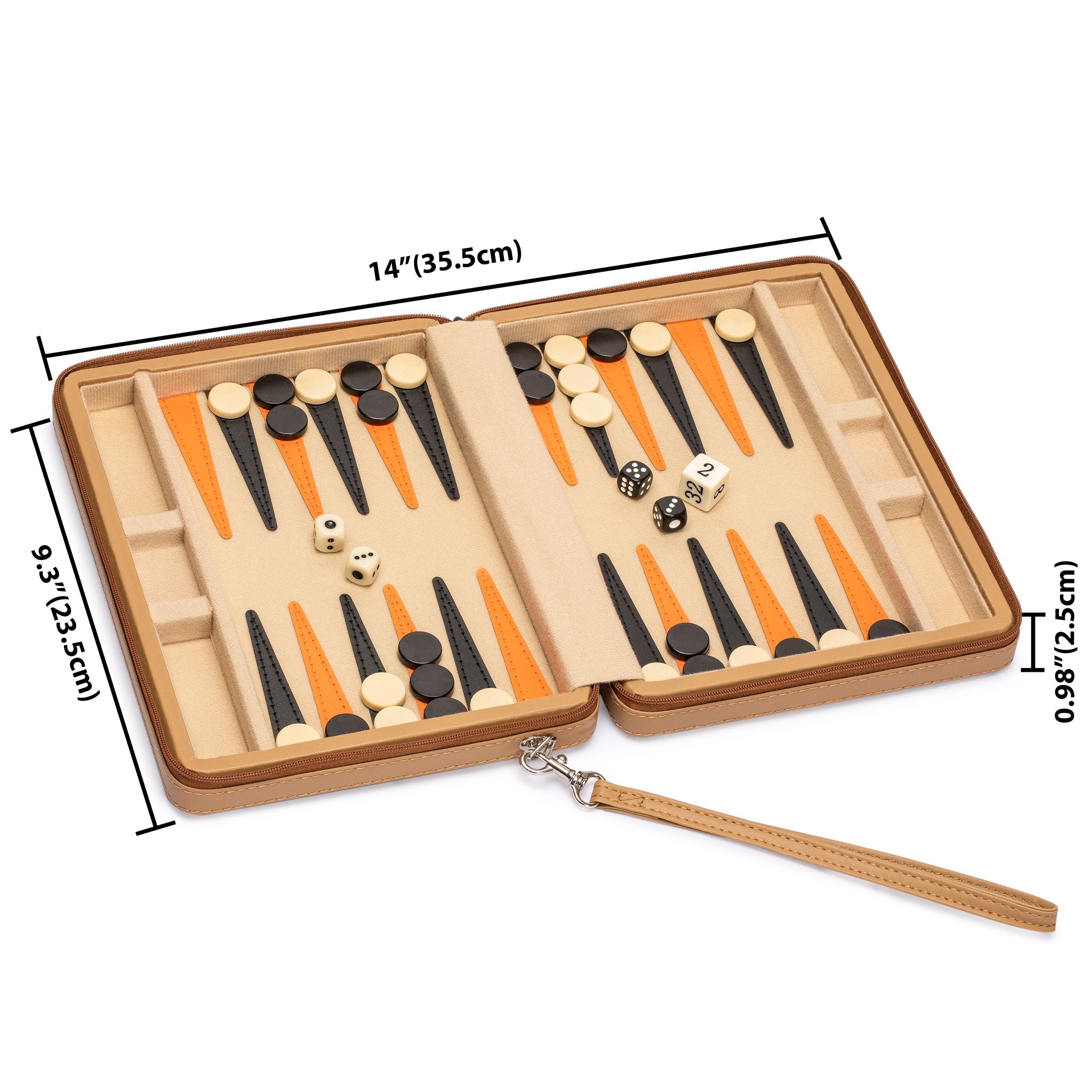 Travel Magnetic Leatherette Backgammon Mini Game Set, 