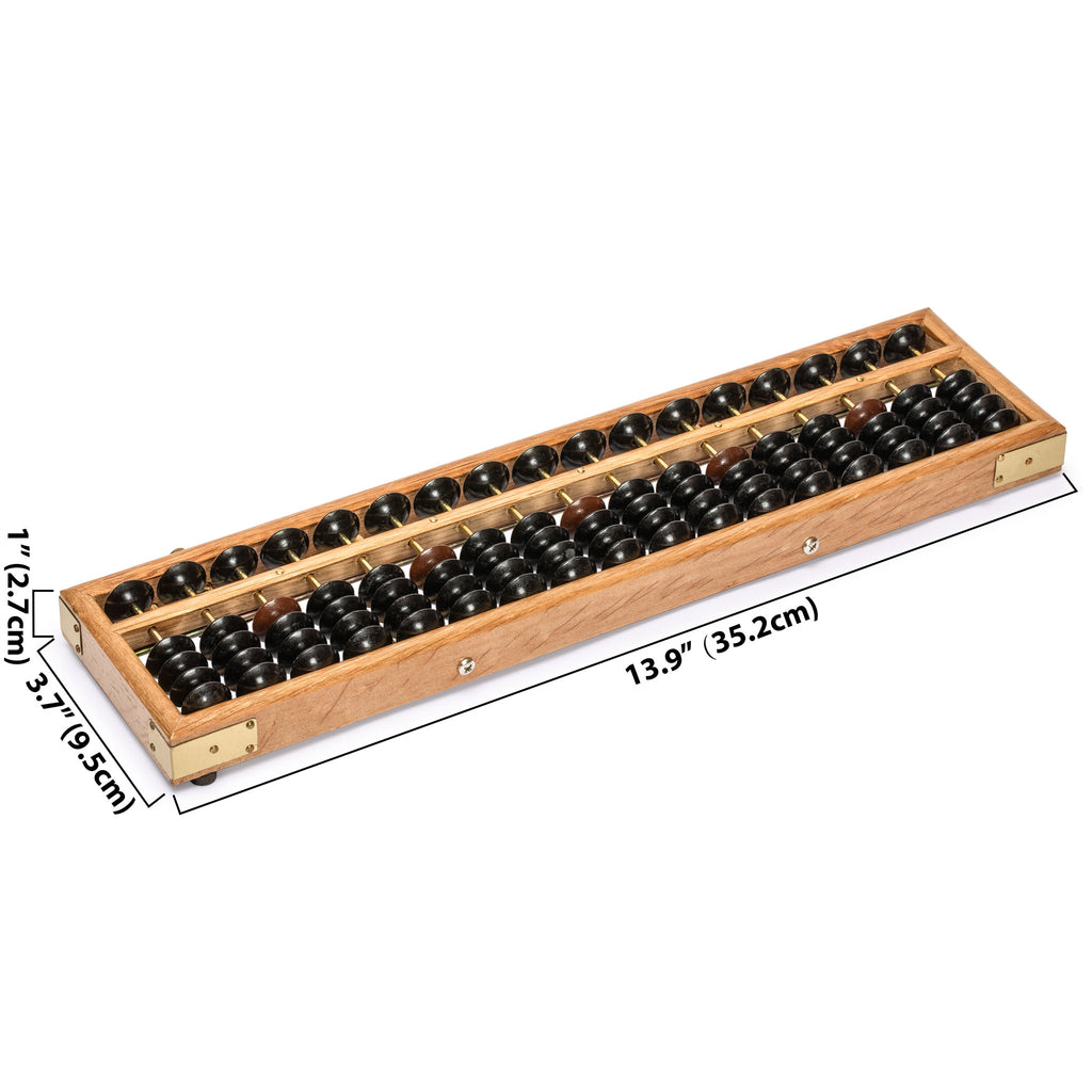Vintage Style Wooden Abacus 13.9" - Professional 17 Column Soroban Calculator With Reset Button-Yellow Mountain Imports-Yellow Mountain Imports