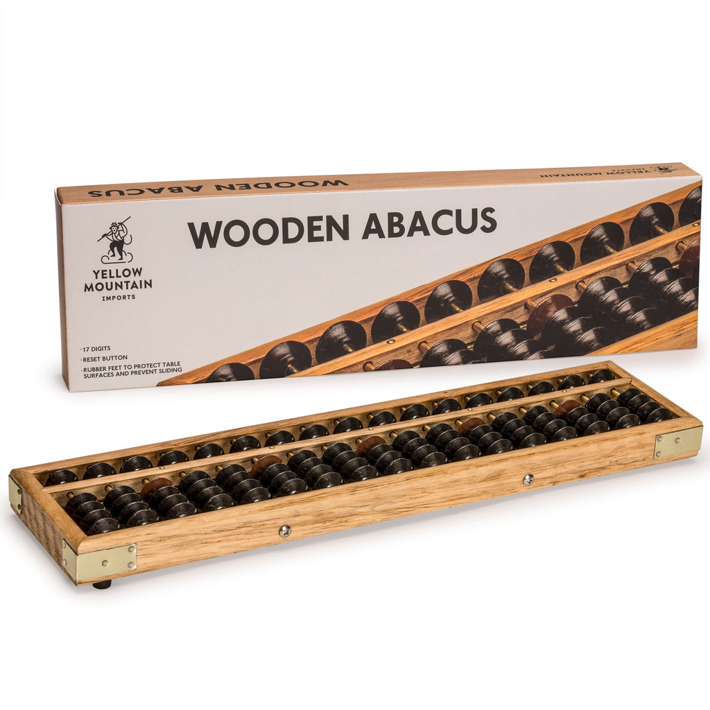 Vintage Style Wooden Abacus 13.9" - Professional 17 Column Soroban Calculator With Reset Button-Yellow Mountain Imports-Yellow Mountain Imports