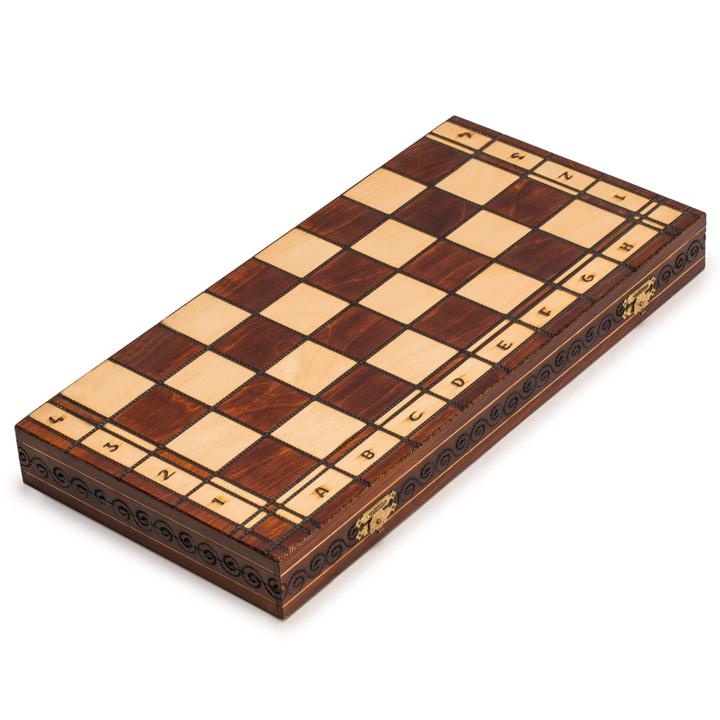 Wooden European International Chess Set, 19 x 18.5 Inches, "Royal 48"-Wegiel-Yellow Mountain Imports