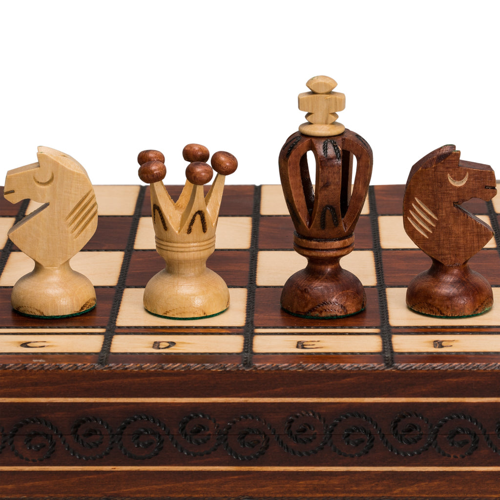 Wegiel Handmade Jowisz Professional Tournament Chess Set - Wooden 16 Inch  Folding Board with Felt Base & Hand Carved Chess Pieces - Compartment  Inside