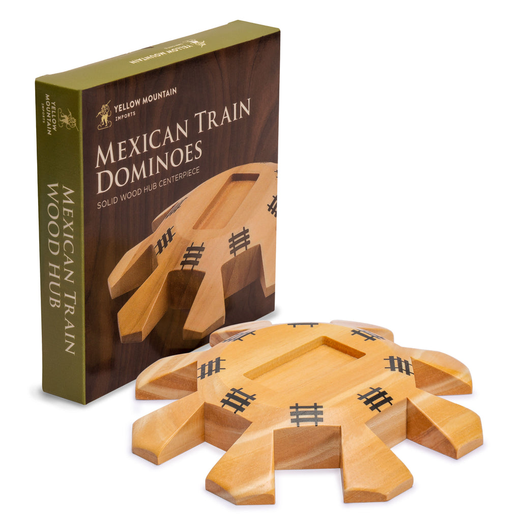 Wooden Hub Centerpiece for Mexican Train Dominoes Game (up to 8 Players) - 5.8"-Yellow Mountain Imports-Yellow Mountain Imports