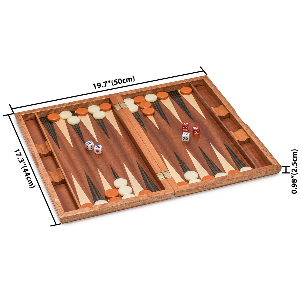 Wooden Inlaid Backgammon Game Set, "Cascadia" - 17 Inches-Yellow Mountain Imports-Yellow Mountain Imports