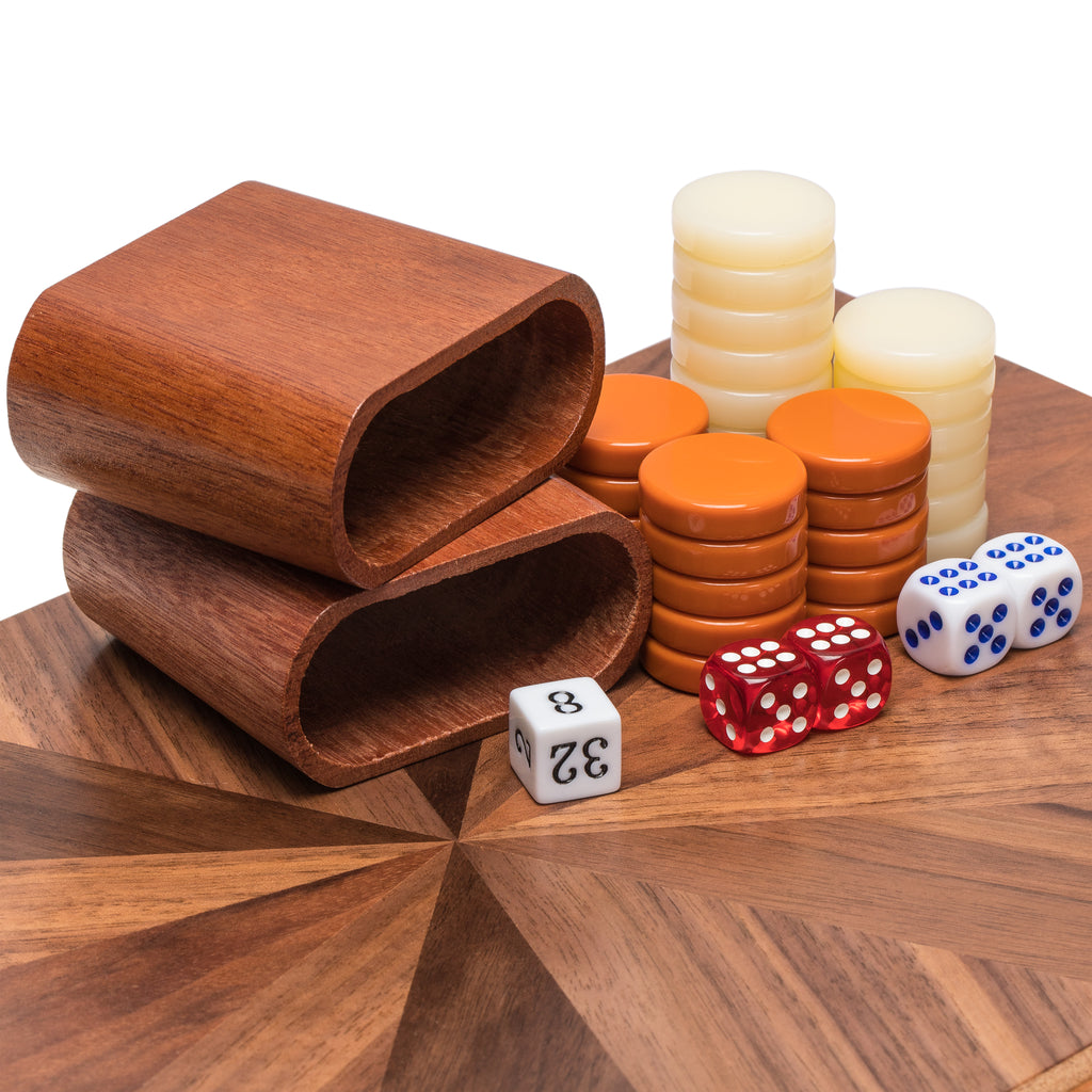 Wooden Inlaid Backgammon Game Set, "Cascadia" - 17 Inches-Yellow Mountain Imports-Yellow Mountain Imports