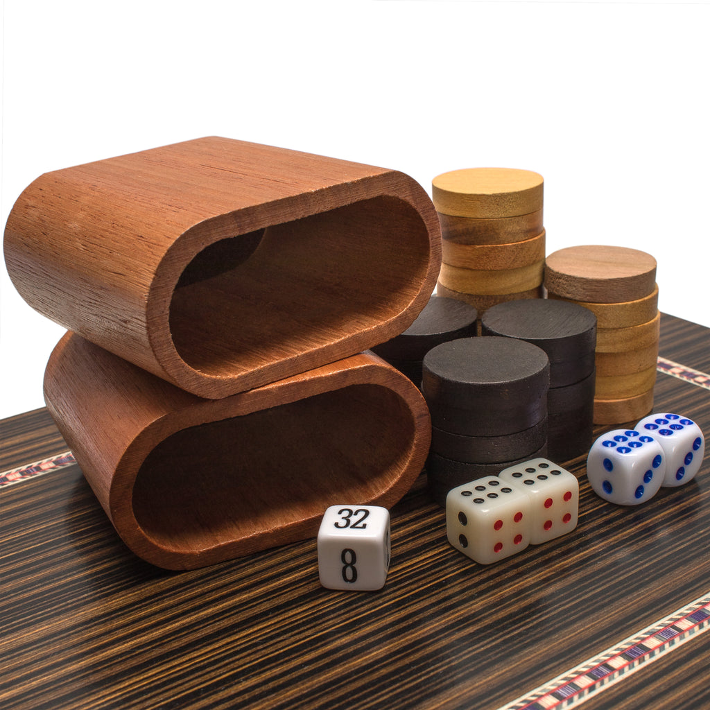 Wooden Inlaid Backgammon Game Set, "Dorne" - 13"-Yellow Mountain Imports-Yellow Mountain Imports