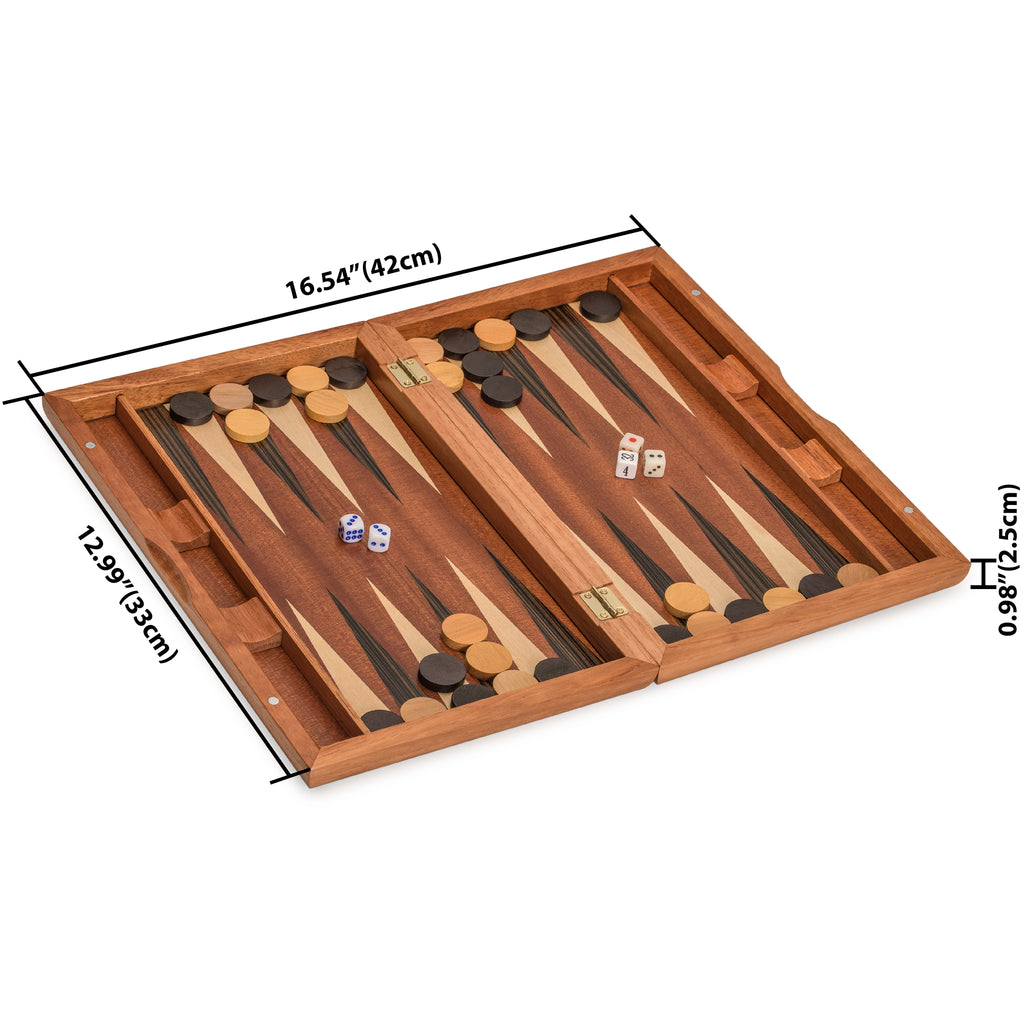 Wooden Inlaid Backgammon Game Set, "Dorne" - 13"-Yellow Mountain Imports-Yellow Mountain Imports