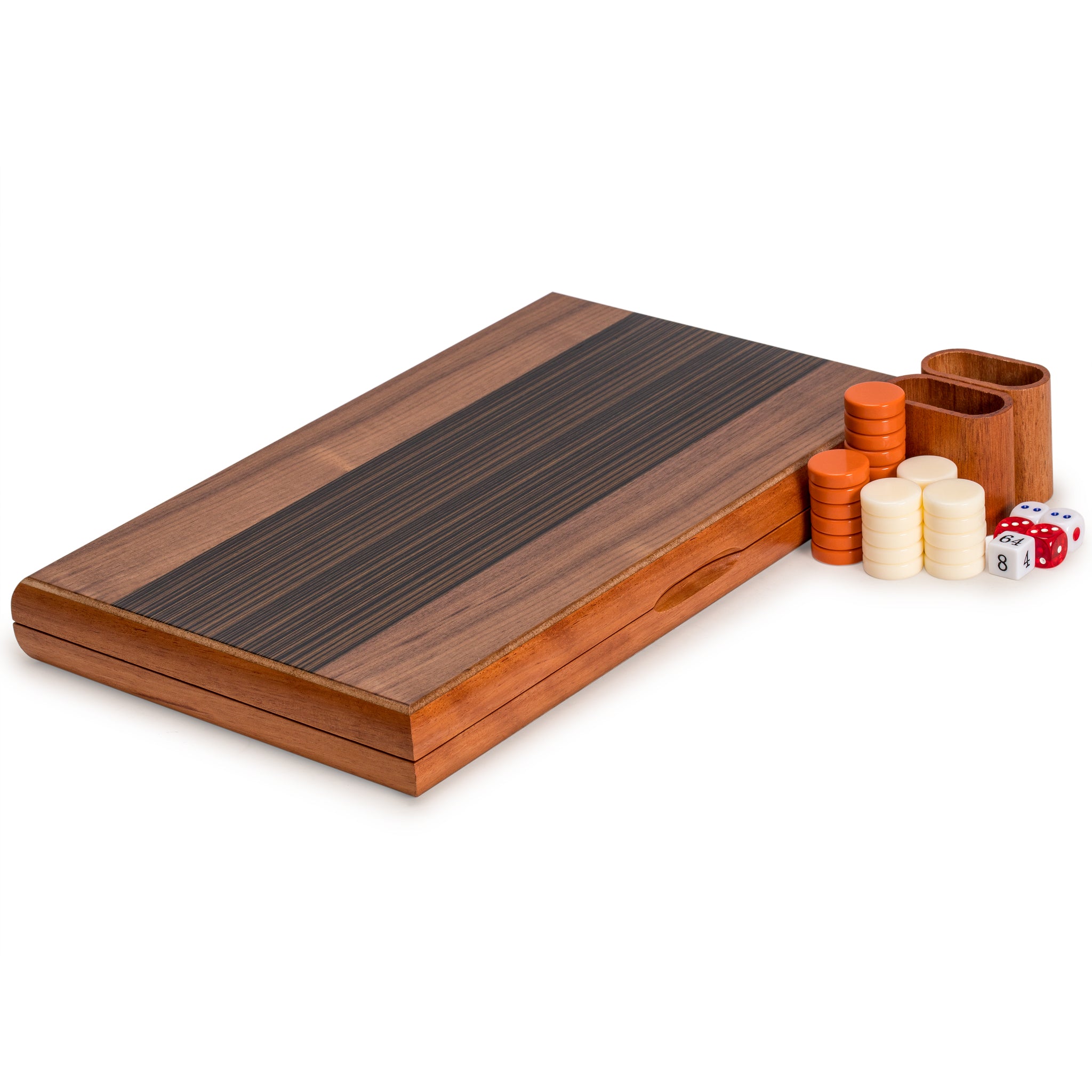 Juego De Backgammon De Madera Yellow Mountain – Tablero De 43 Cm Con Fichas Y Cubiletes