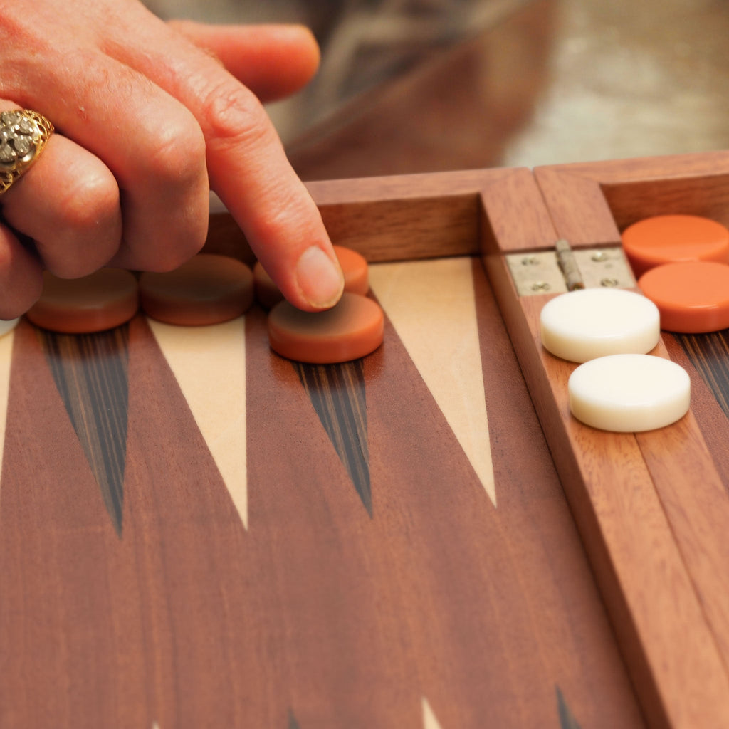 Wooden Inlaid Backgammon Game Set, "Pasadena" - 15"-Yellow Mountain Imports-Yellow Mountain Imports