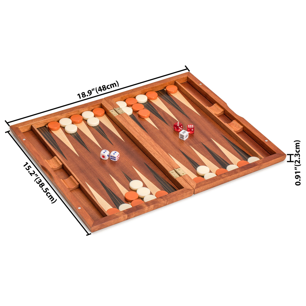 Wooden Inlaid Backgammon Game Set, "Pasadena" - 15"-Yellow Mountain Imports-Yellow Mountain Imports