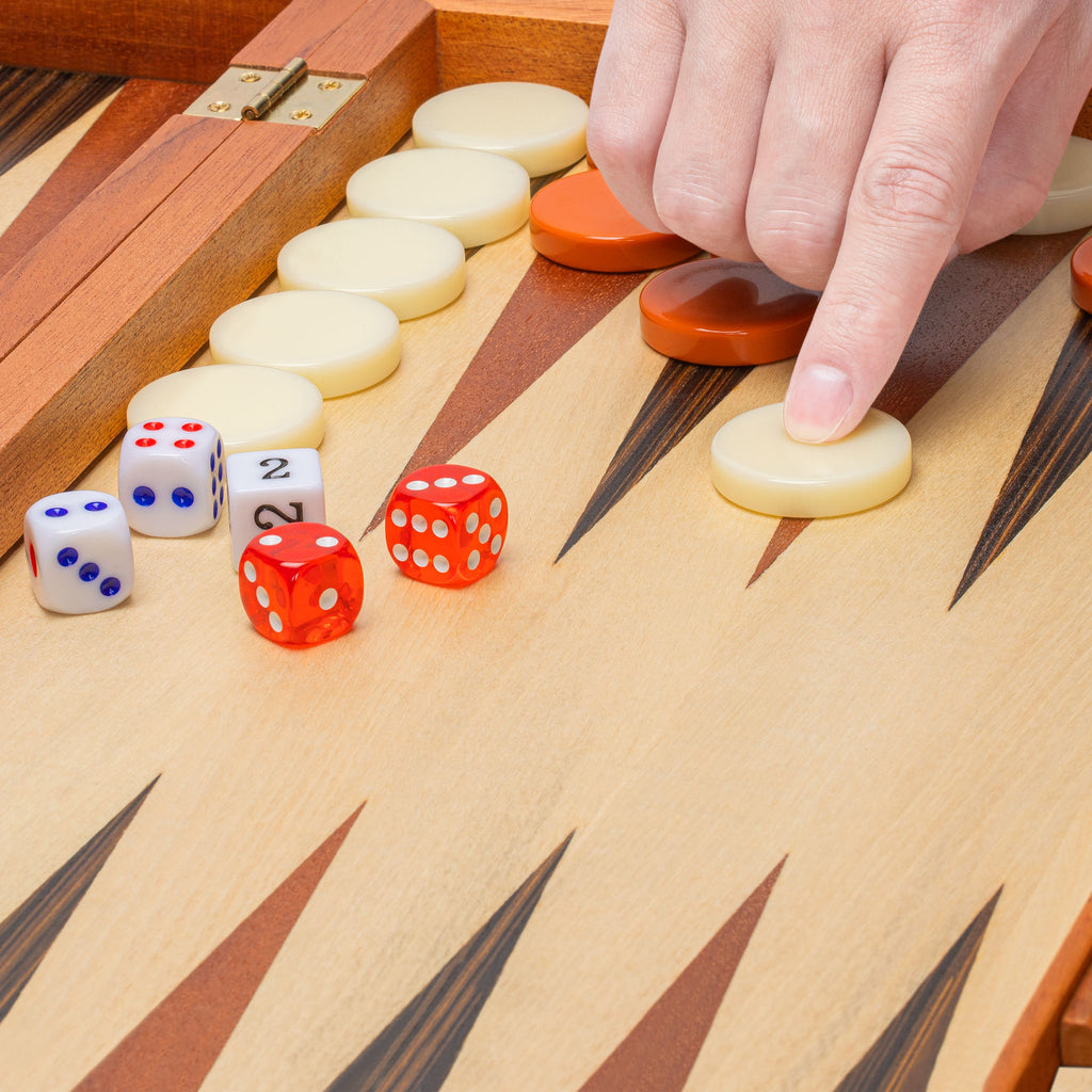 Wooden Inlaid Backgammon Game Set - Pasadena - 19"-Yellow Mountain Imports-Yellow Mountain Imports