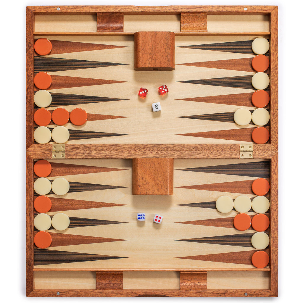 Wooden Inlaid Backgammon Game Set - Pasadena - 19"-Yellow Mountain Imports-Yellow Mountain Imports
