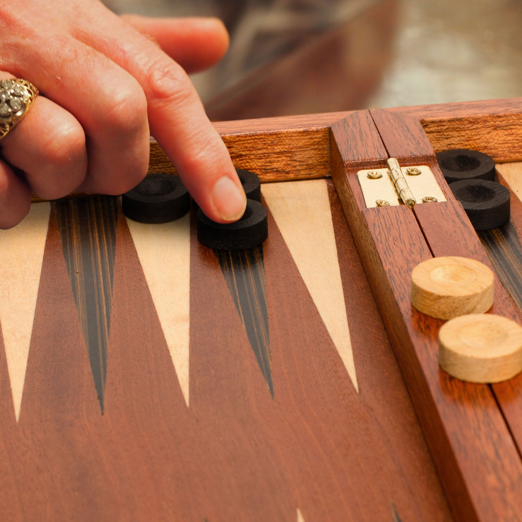 Wooden Inlaid Backgammon Game Set, "Sentinel" - 11"-Yellow Mountain Imports-Yellow Mountain Imports