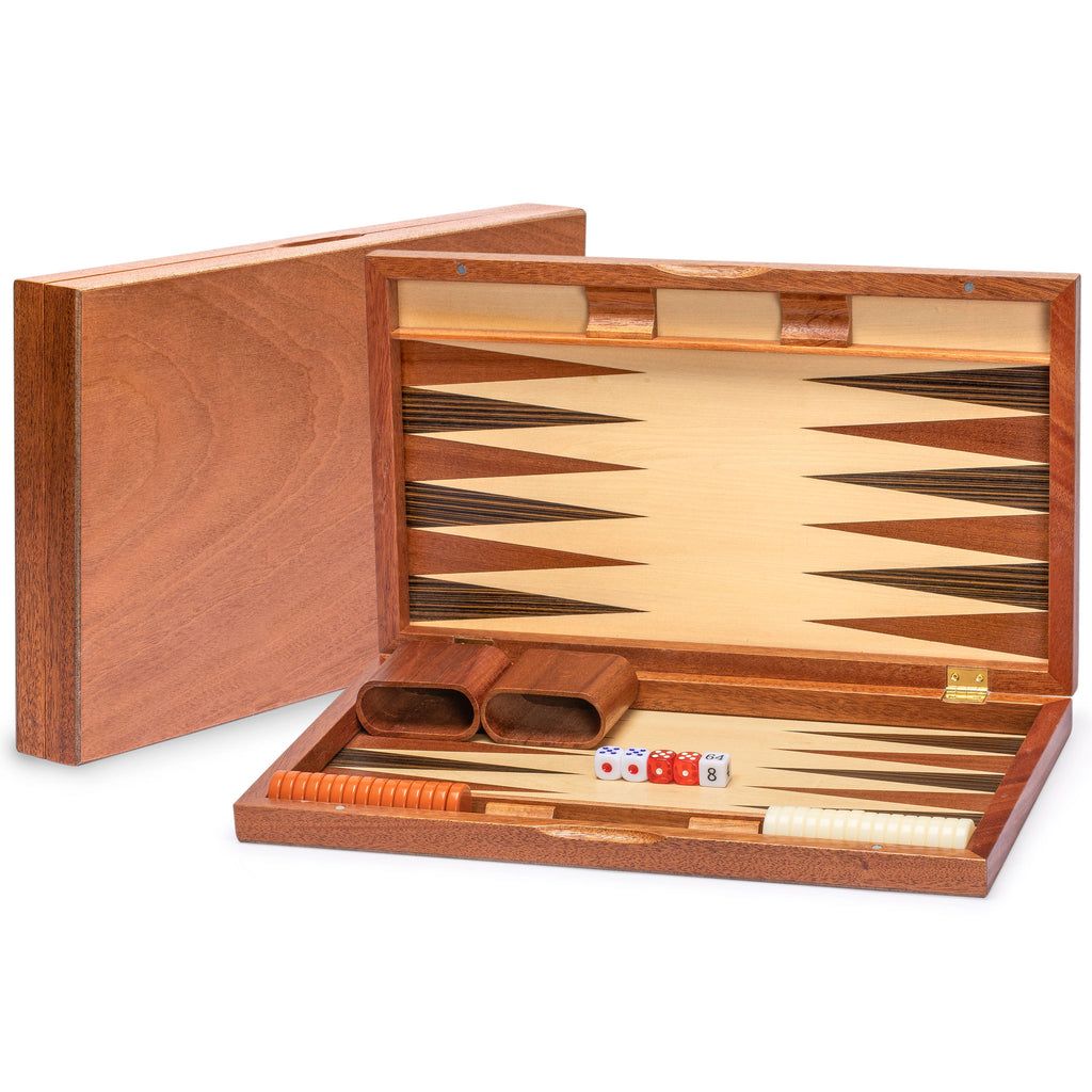 Wooden Inlaid Rosewood Backgammon Game Set - Knoll - 17"-Yellow Mountain Imports-Yellow Mountain Imports