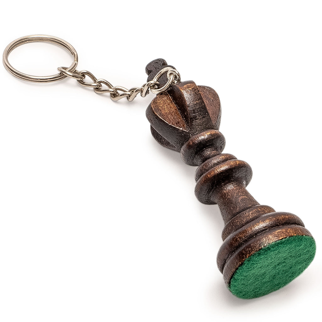Wooden King Chess Piece Keychain - Hornbeam Wood, Black Finish with Metal Ring-Husaria-Yellow Mountain Imports