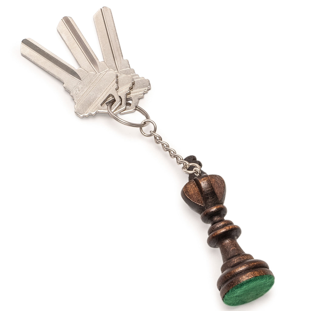 Wooden King Chess Piece Keychain - Hornbeam Wood, Black Finish with Metal Ring-Husaria-Yellow Mountain Imports