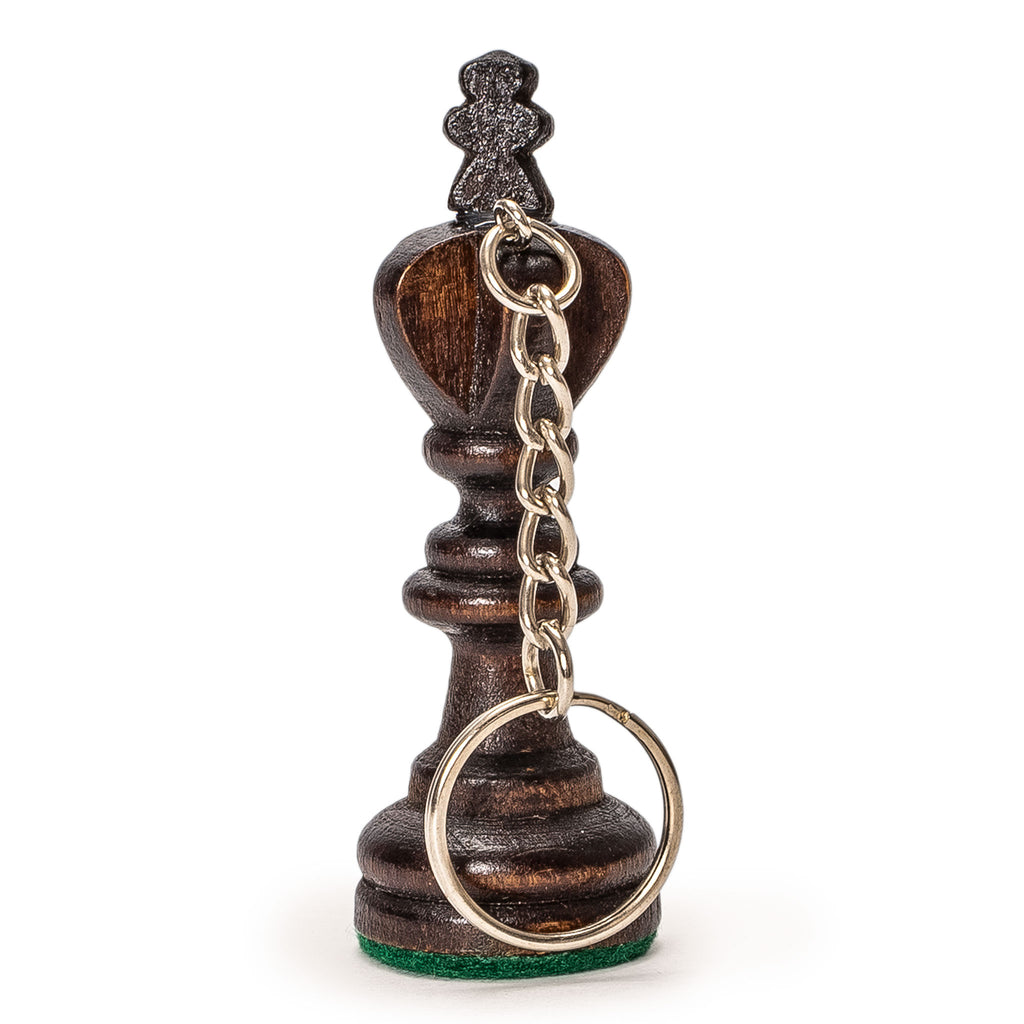 Wooden King Chess Piece Keychain - Hornbeam Wood, Black Finish with Metal Ring-Husaria-Yellow Mountain Imports