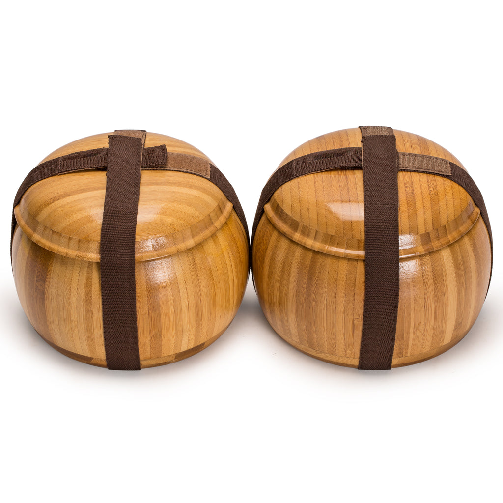Yunzi Double Convex Go Game Stones and Bamboo Bowls Set - 9.2mm (Size 33)-Yellow Mountain Imports-Yellow Mountain Imports