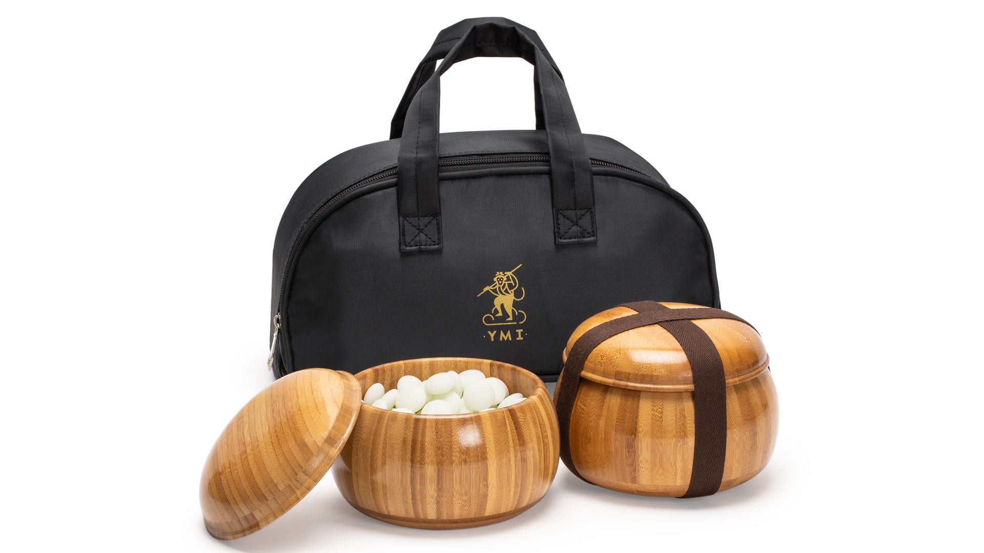 Yunzi Double Convex Go Game Stones and Bamboo Bowls Set - 9.2mm
