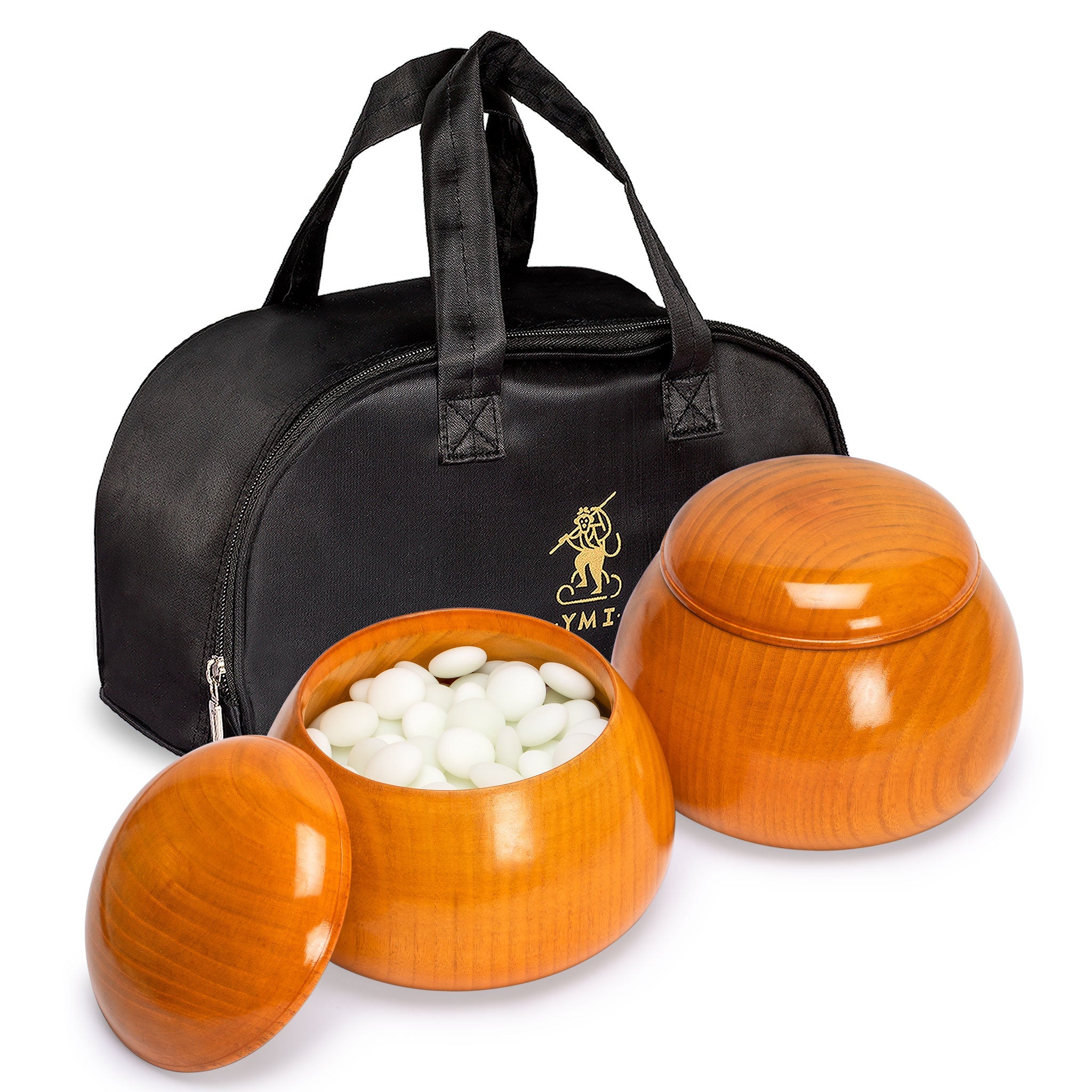 Yunzi Double Convex Go Game Stones and Jujube Bowls Set - 9.2mm