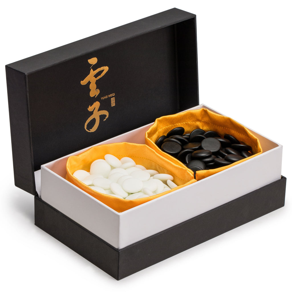 Yunzi Single Convex Go Game Stones Set - 21.5-Millimeter (Size 3)-Yellow Mountain Imports-Yellow Mountain Imports